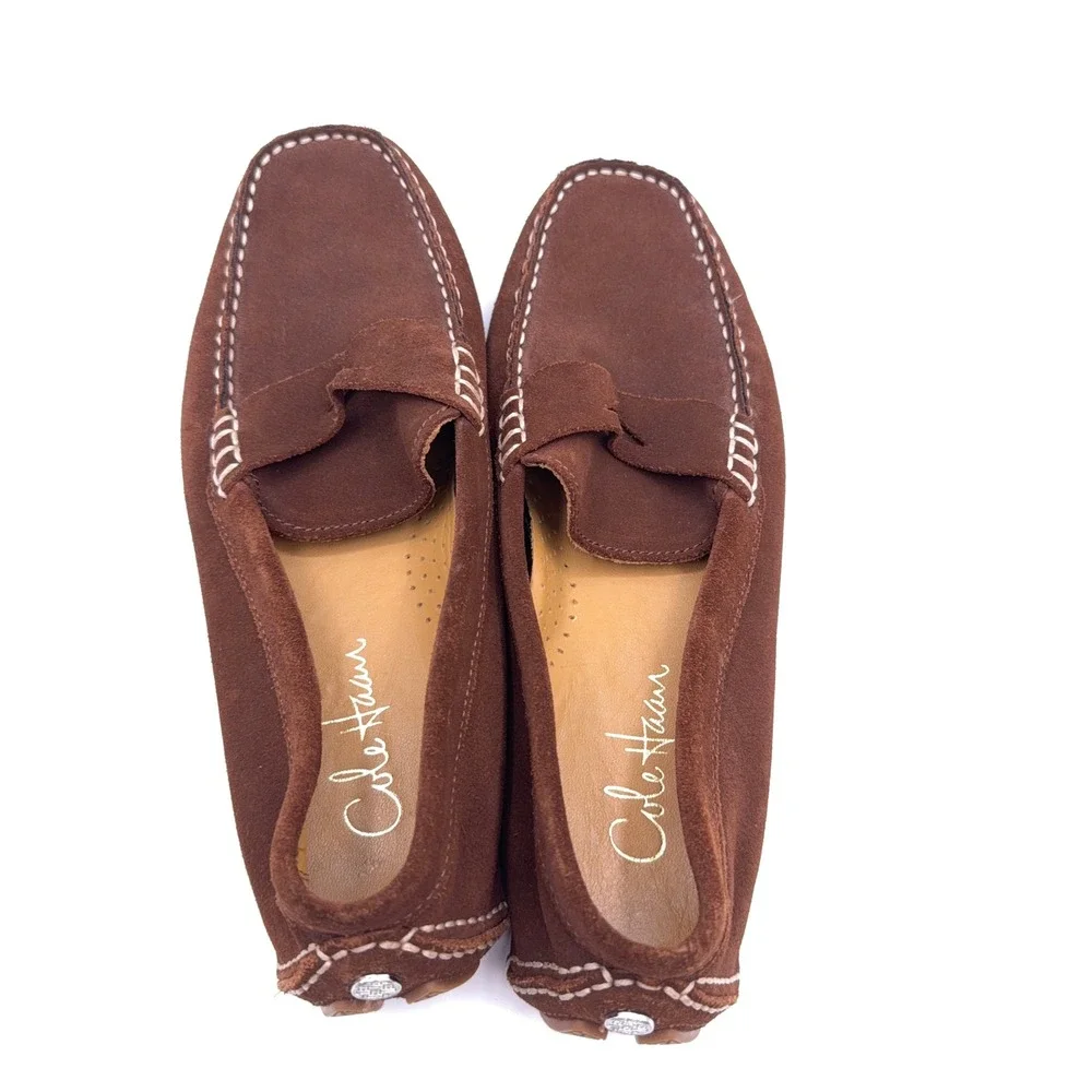 Cole Haan Loafers Womens 8 Brown Suede Penny Driving Flats Moccasin Slip On Shoe